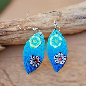 Polymer clay earrings in beach design on earwires